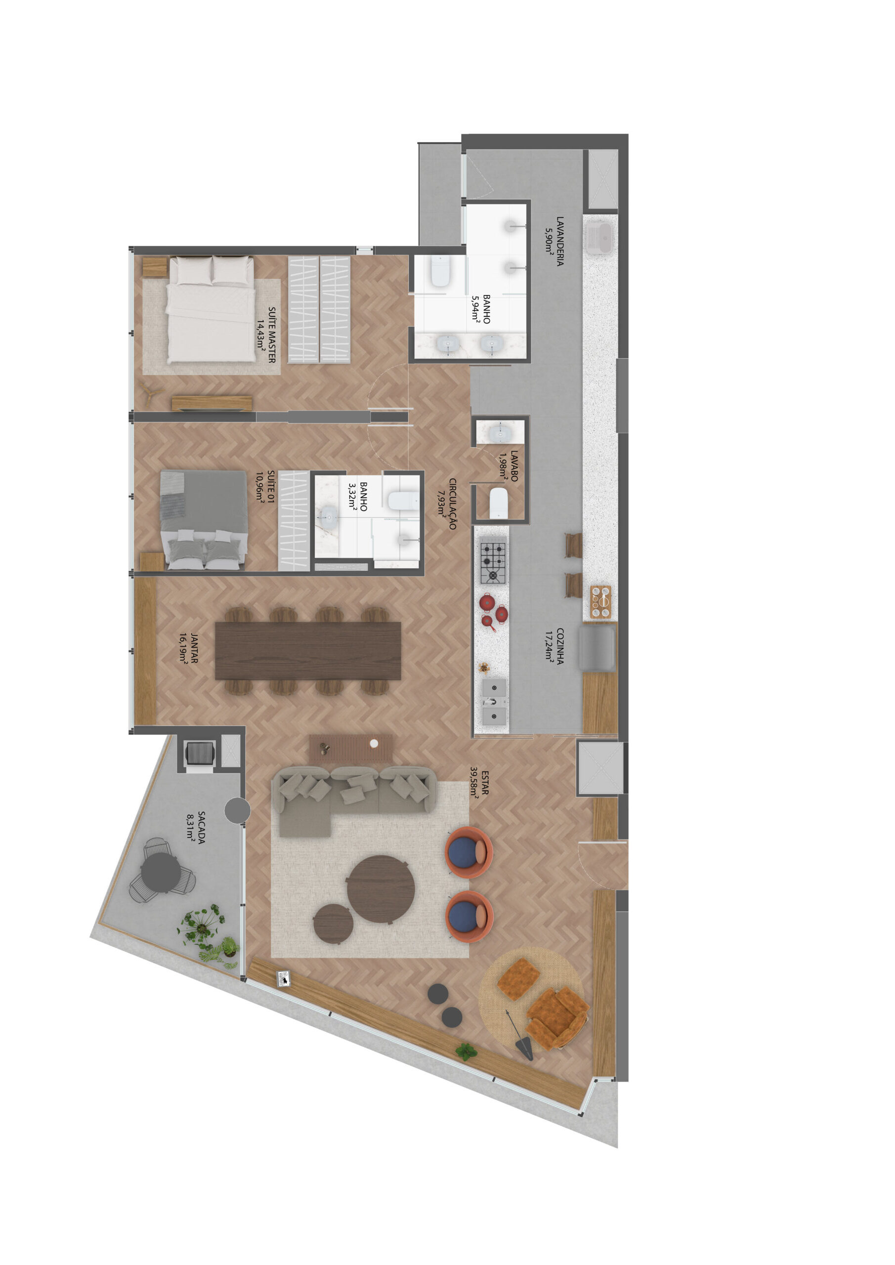 145m² 2 suítes e sala estendida